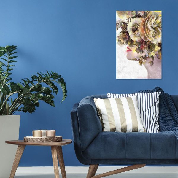 Obraz z kobietą i kwiatami do biura