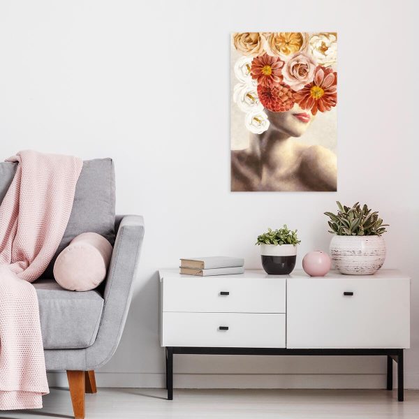 Obraz z kobietą i kwiatami do pokoju
