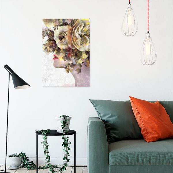 Obraz z kobietą i kwiatami do sypialni