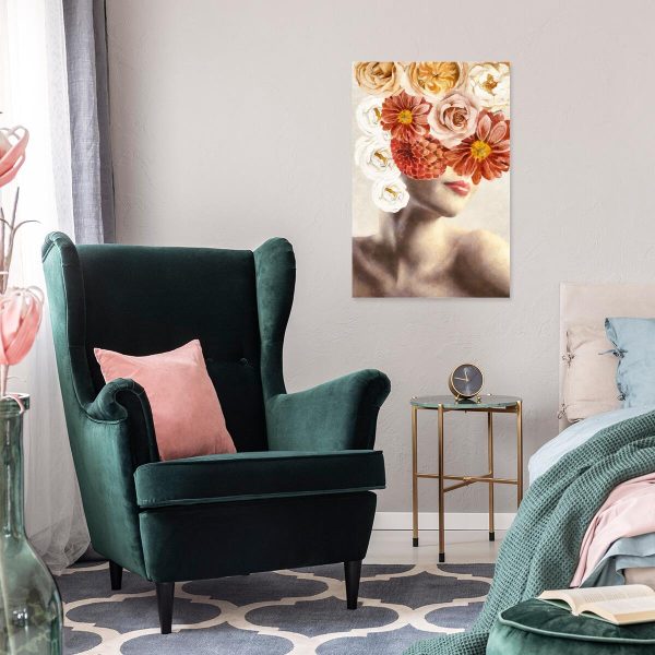 Obraz z kobietą i kwiatami do sypialni