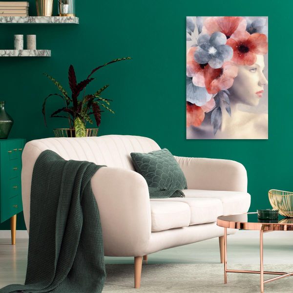 Obraz z motywem dziewczyny w kwiatach