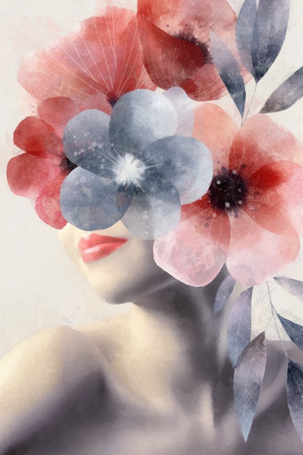 Obraz z motywem kobiety w kwiatach