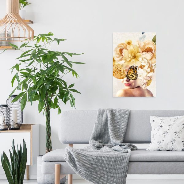 Plakat z kwiatami i kobietą