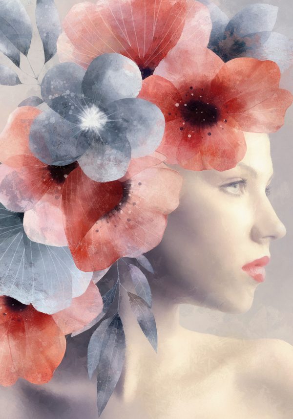 Plakat w stonowanych barwach z portretem