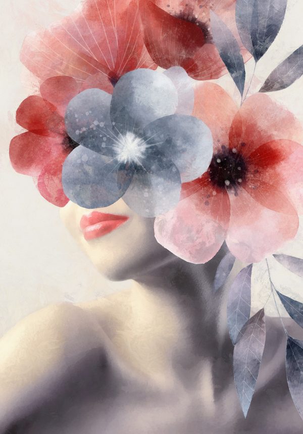 Plakat z kobietą i makami