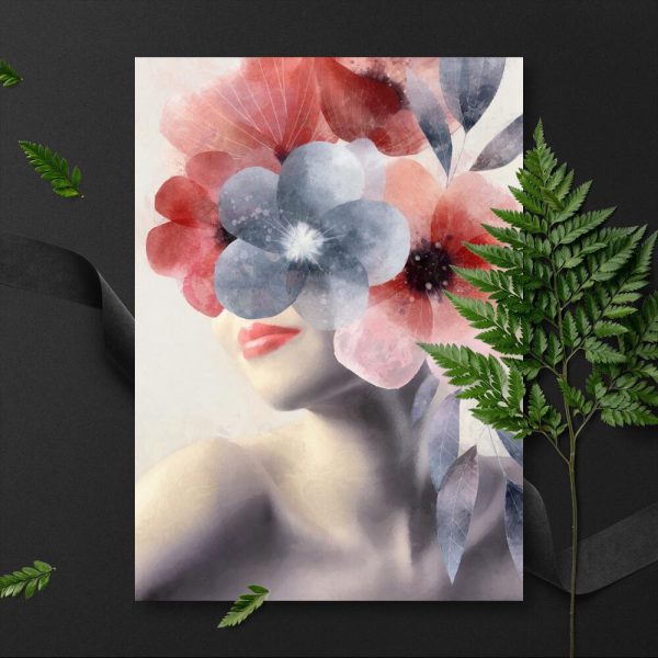 Plakat z kobietą i makami do sypialni