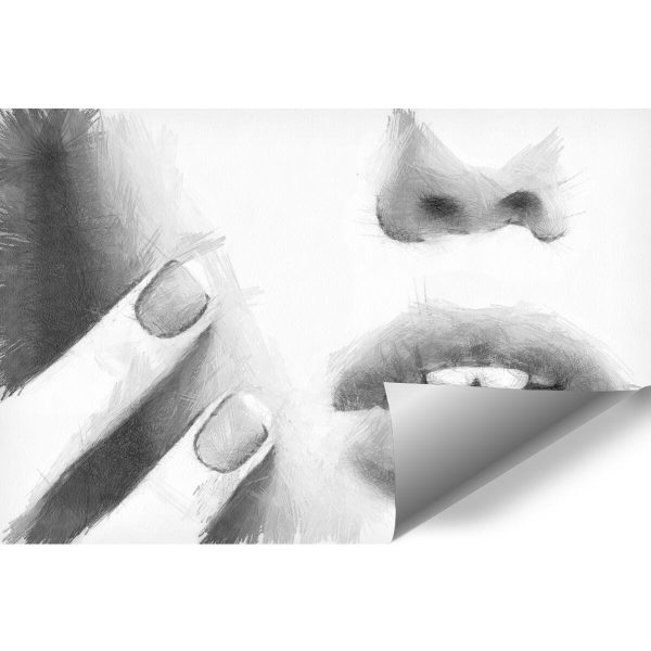 Fototapeta usta i dłonie w szarym kolorze