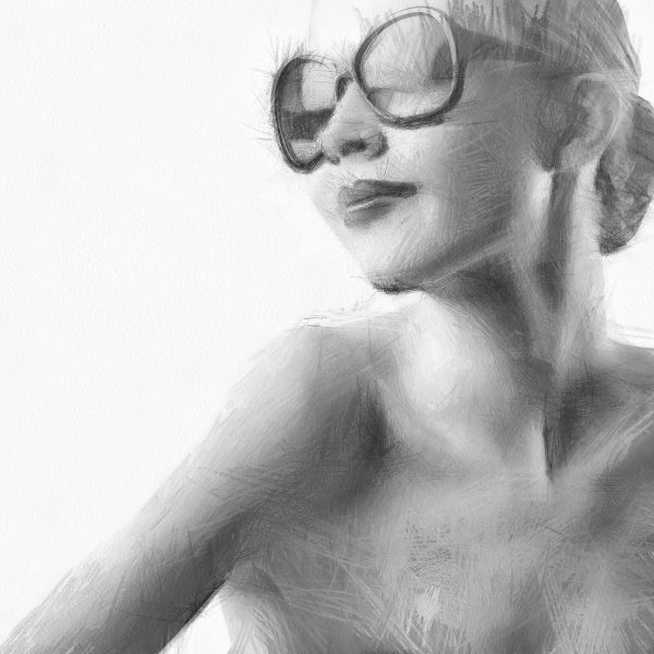 Szara tapeta z podobizną kobiety