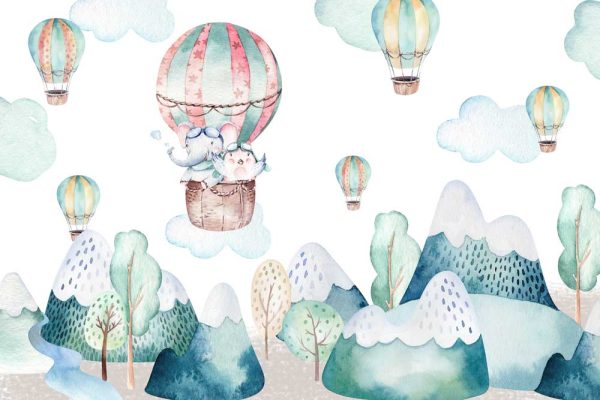 Tapeta zwierzątka w balonie