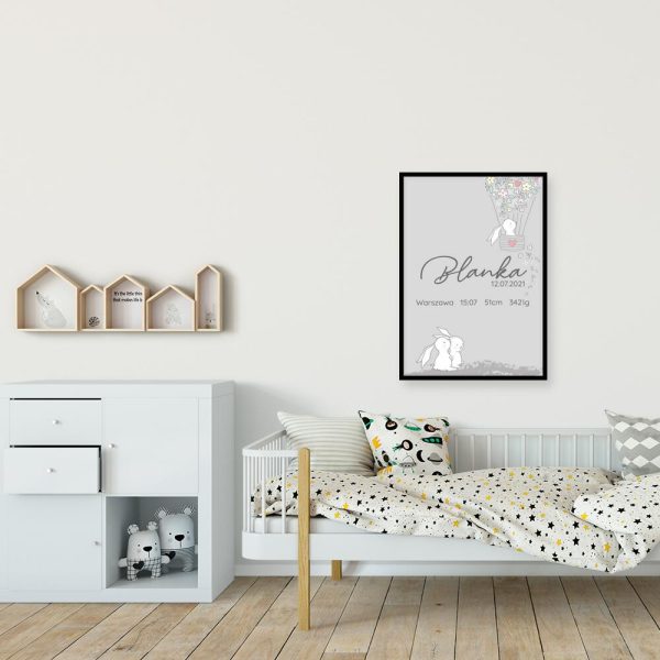 Plakat dla dziewczynki -metryczka