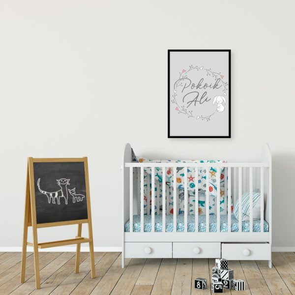 Plakat z imieniem Ala i króliczkiem