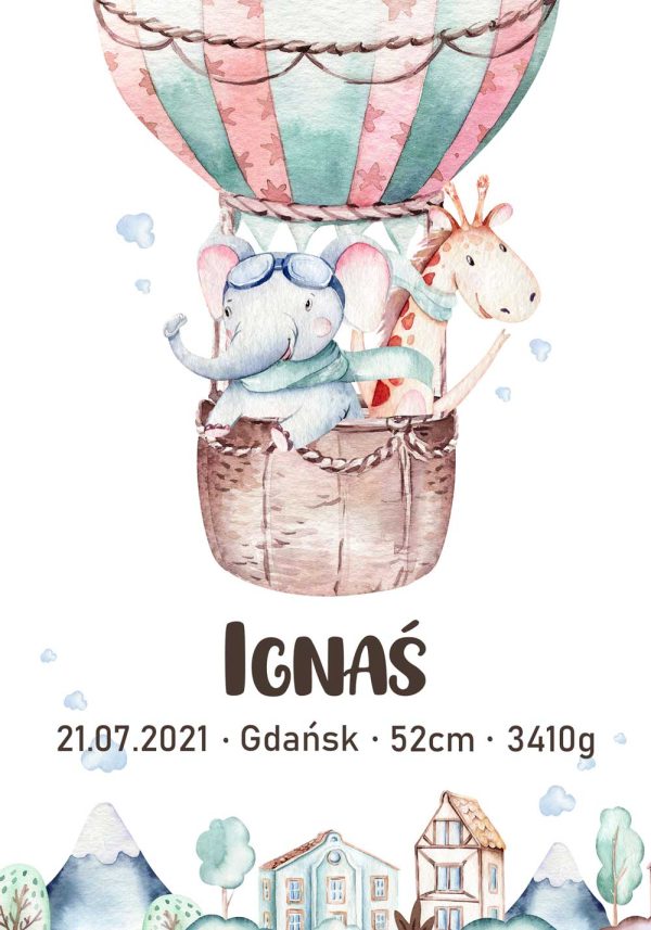 Plakat z metryczką Ignasia