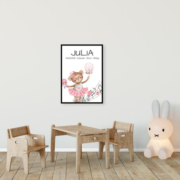 Plakat z misiem i nutkami dla dziewczynki