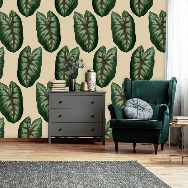 Foto-tapeta liście na beżowym tle