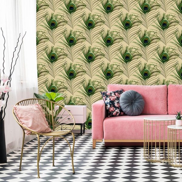 Foto-tapeta z pawimi piórkami