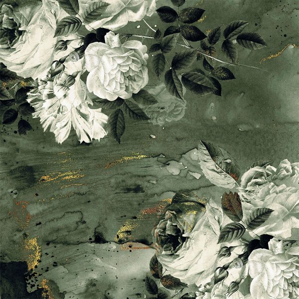 Fototapeta w zieleni z kwiatami