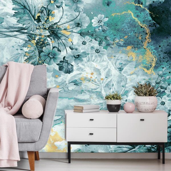 Fototapeta z abstrakcją i kwiatami