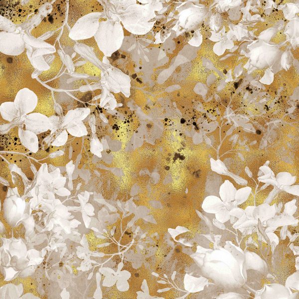 fototapeta z kwiatami na złotym tle