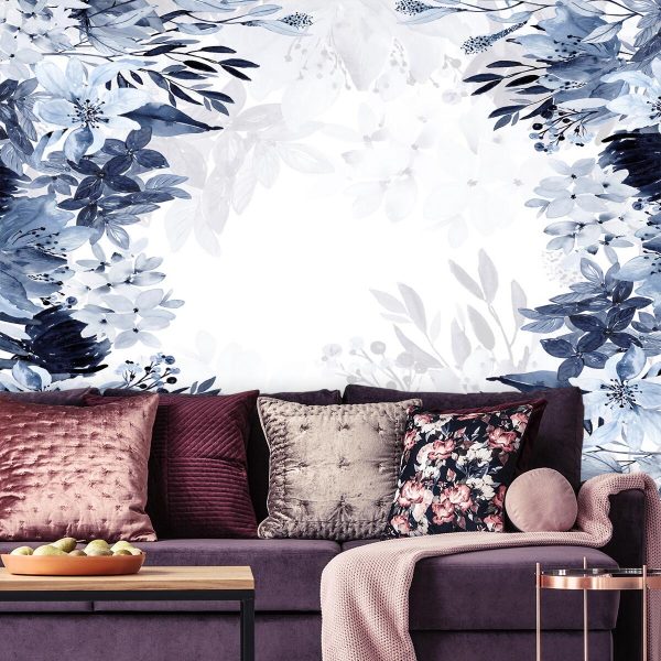 Kwiatowa tapeta w niebieskim kolorze