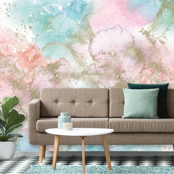 różowa tapeta do salonu