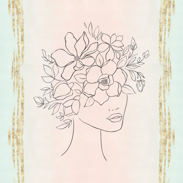 Tapeta kwadratowa - kobieca głowa z kwiatami