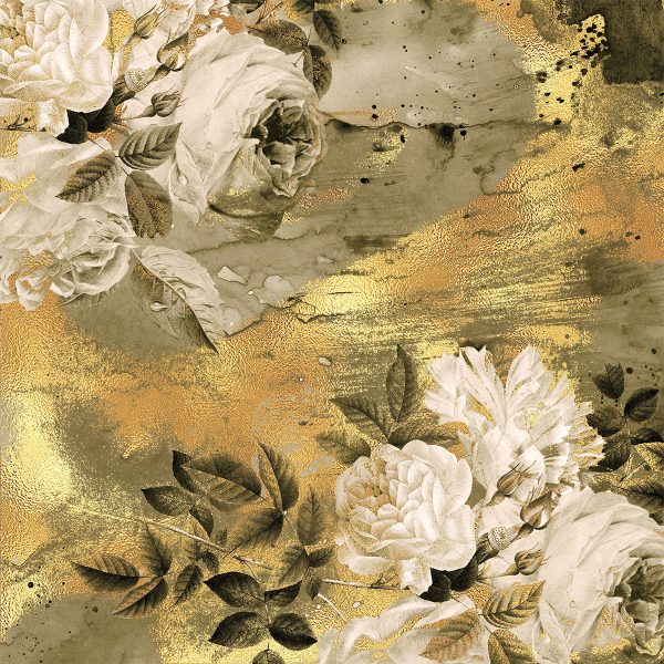 Tapeta kwadratowa z kwiatami na tle betonu