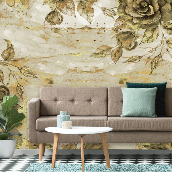 Tapeta z gałązkami róż