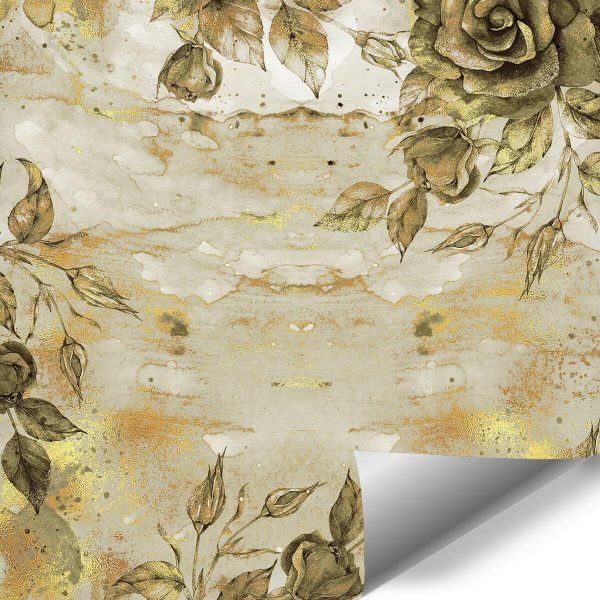 Tapeta z kwiatami na tle tynku