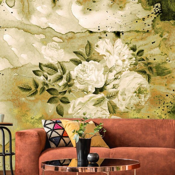 Tapety z kwiatami w złotym kolorze