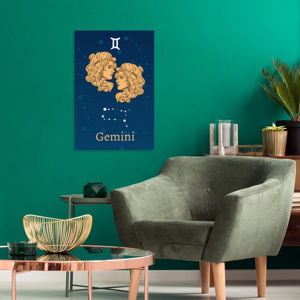 Granatowy obraz ze znakiem zodiaku - Gemini