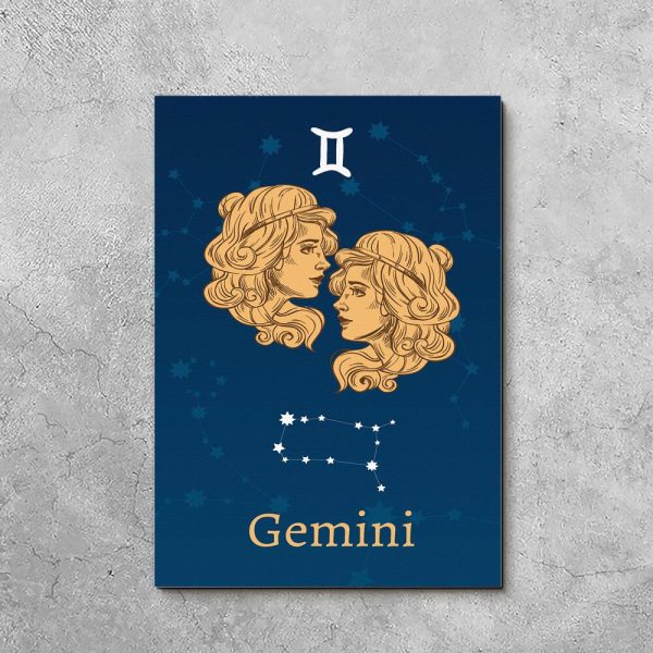 Obraz granatowy z znakiem zodiaku - Gemini