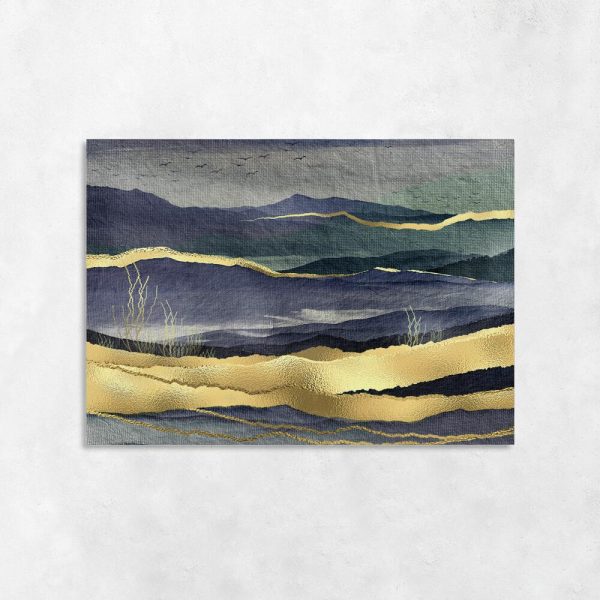 Obraz z pejzażem w fioletowym kolorze