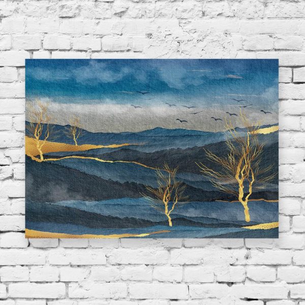 Obraz z widokiem w granatowym kolorze