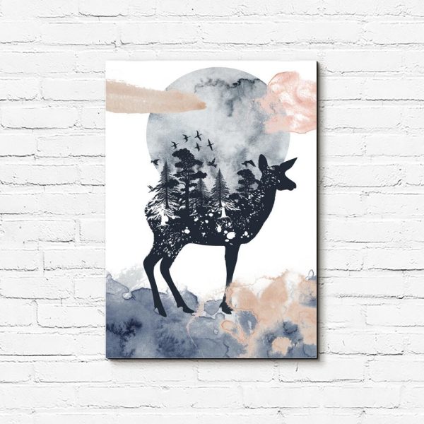 Obraz ze zwierzęciem i lasem