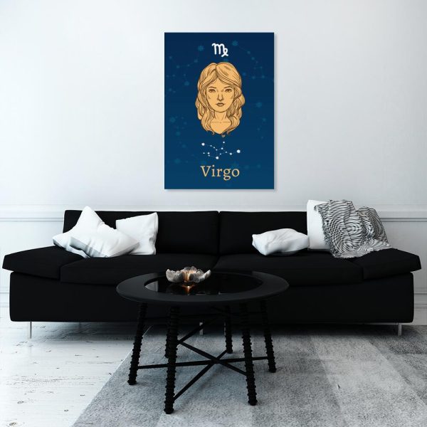 Panna na obrazie w niebieskim kolorze