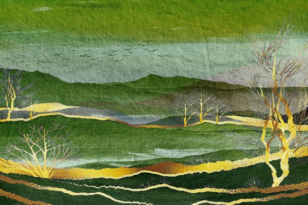 Zielony obraz z krajobrazem