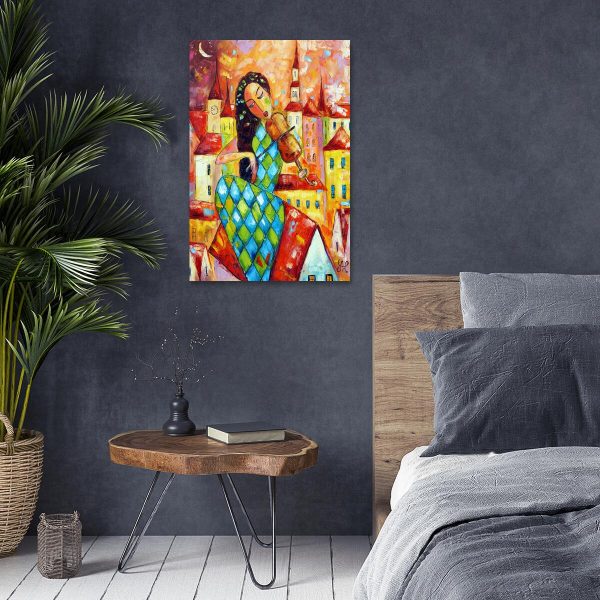 Obraz z dziewczyną i skrzypcami