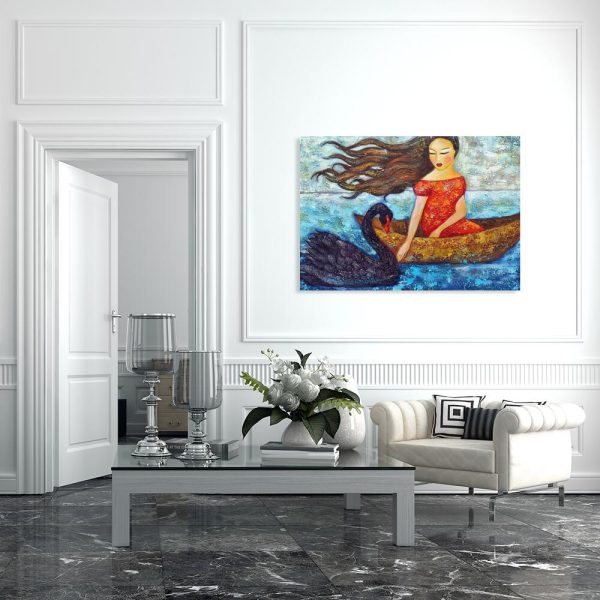 Obraz z dziewczyna w łódce