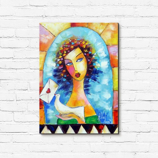 Obraz z gołębiem pocztowym