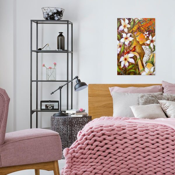 Obraz z kobietą i kwiatami