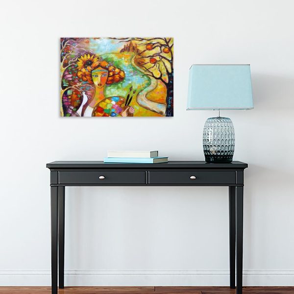 Obraz z kobietą malującą obraz