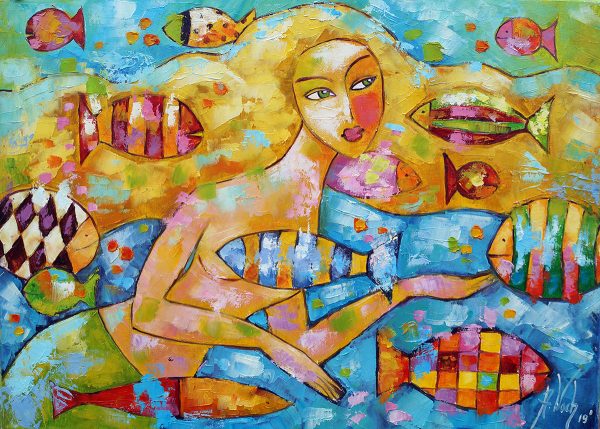 Obraz z syrenką i rybami