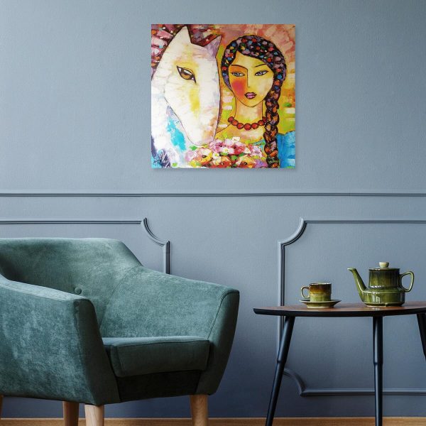 Oleodruk z białym koniem