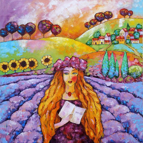 Reprodukcja obrazu A. Wach dziewczyna z książką