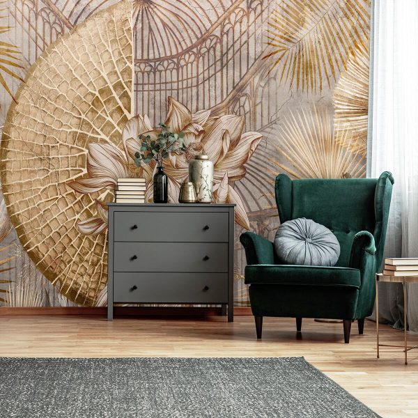 Tapeta ze złotawymi roślinami