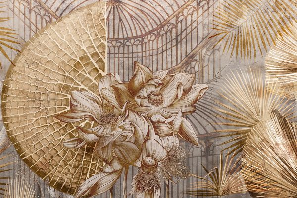 Złota tapeta z palmiarnią