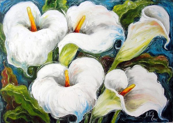 Obraz - białe kalie