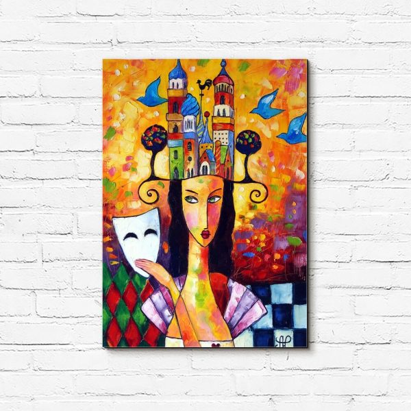 Obraz - kobieta z białą maską