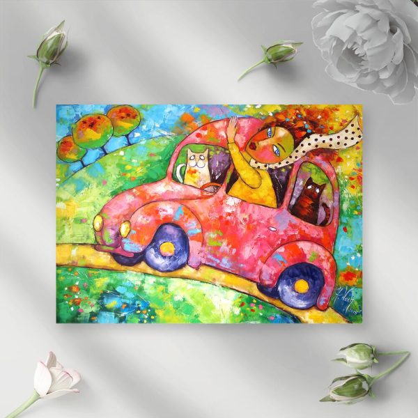 Obraz podróż z kotami