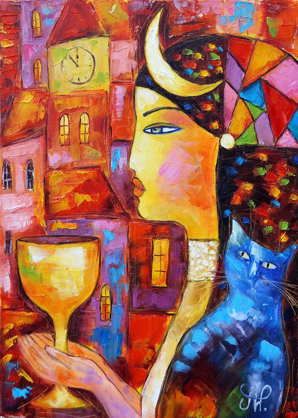 Obraz z bajkowym motywem - dziewczyna z czarą